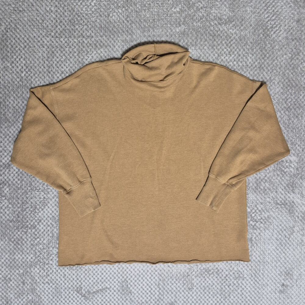 Aerie AE Sweatshirt Women Small Camel Brown Mock Turtleneck Oversized